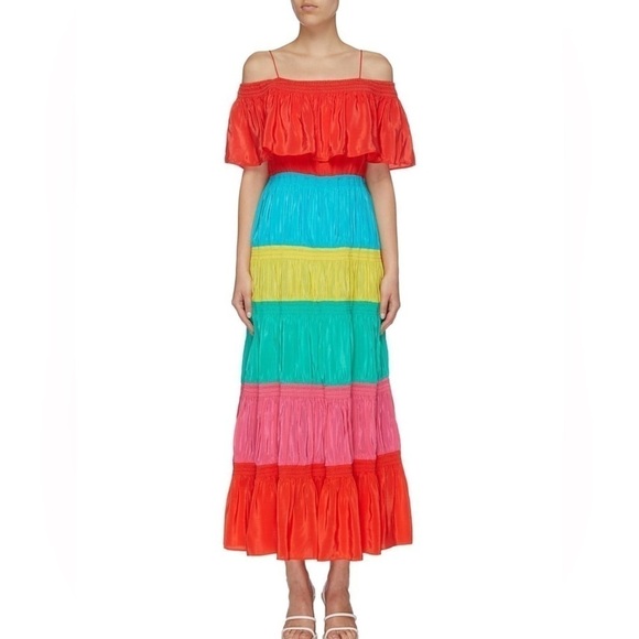 NWT Alice and Olivia- colored-block maxi dress Size 4 - Picture 1 of 11